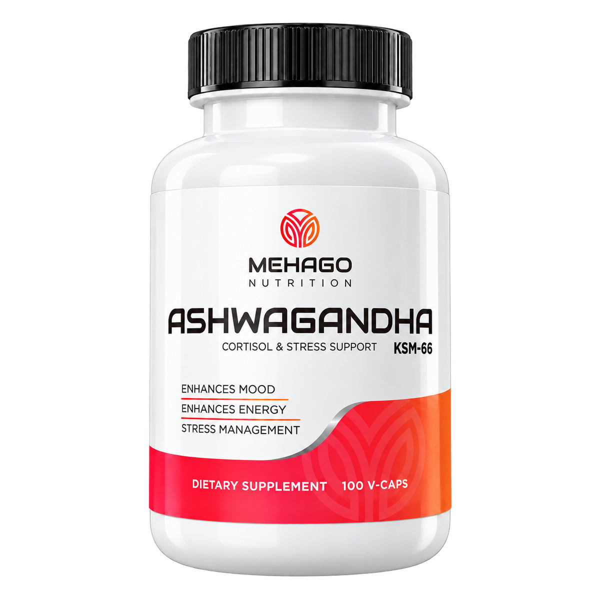 MEHAGO Ashwagandah bottle — transparent background