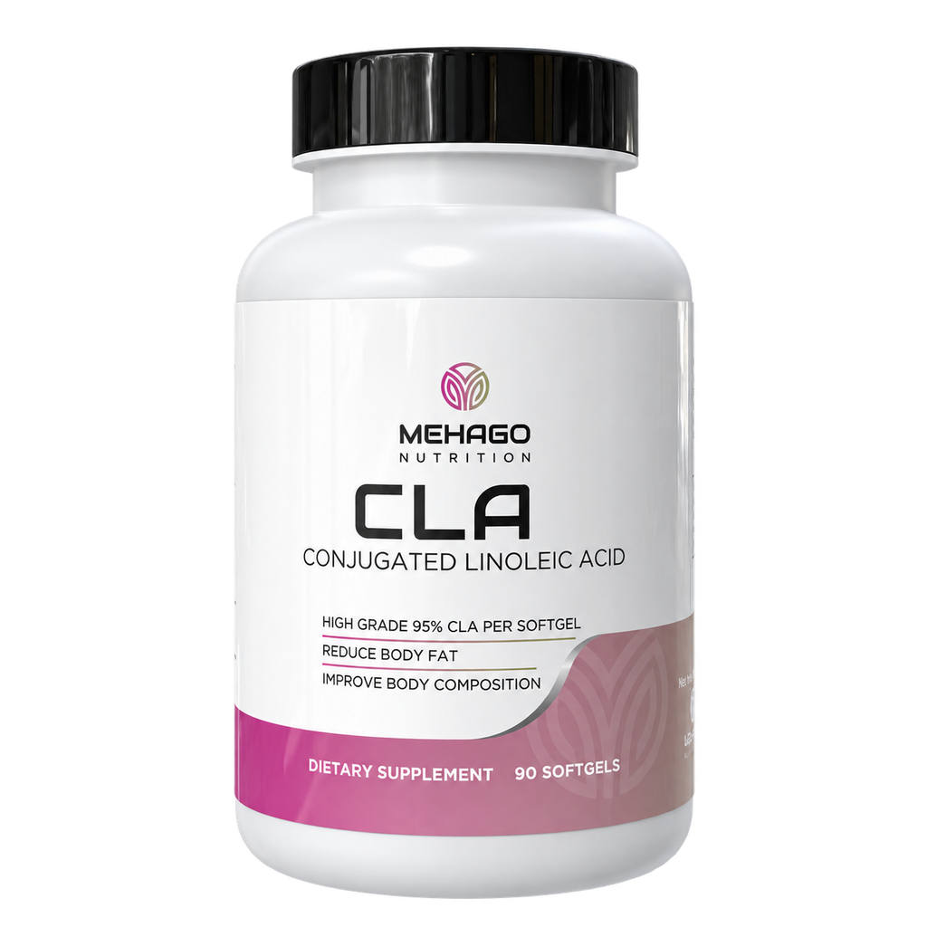 MEHAGO CLA bottle — transparent background